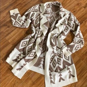 Aztec Print Cardigan Sweater
